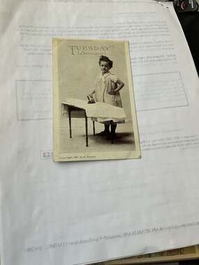 Vintage 1907 Postcard 'Tuesday (Ironing)' from Days of the Week Series